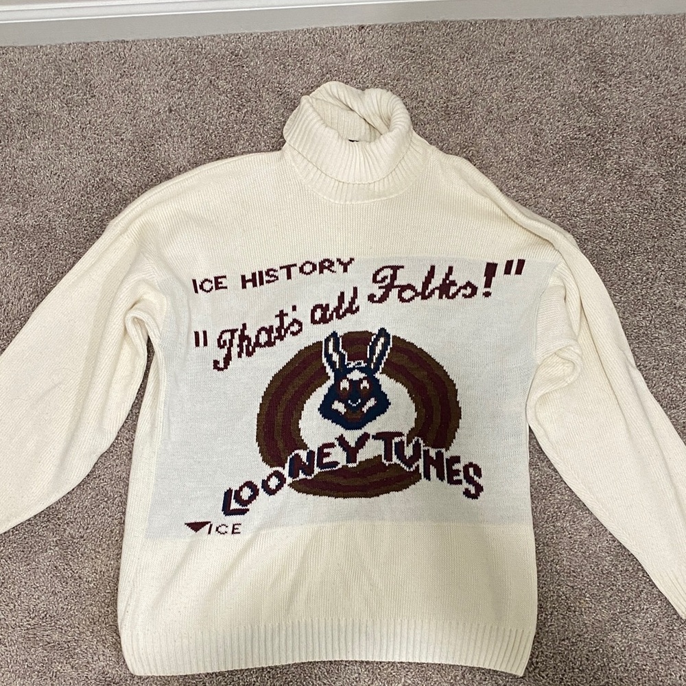 Iceberg Cream Ribbed Turtleneck Sweater